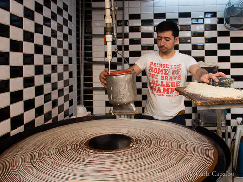 Making kadayif in Antakya market Making kadayif in Antakya market