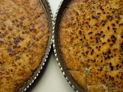 Kunefe in its pans, cut and ready to be served Kunefe in its pans, cut and ready to be served