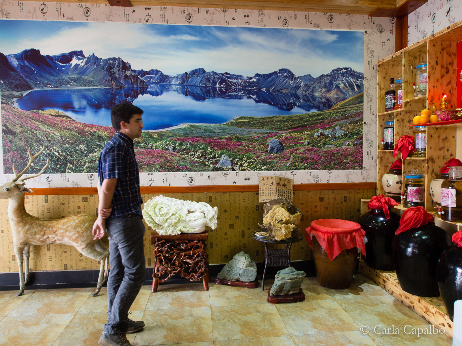 Fabrice Dubourdieu in a restaurant on the North-Korean border, China